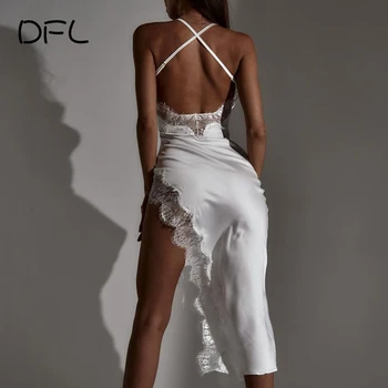 DFLlifes sem encosto Assimétrico Vestido de Bandagem Laço Sólido Fino Manto de Clubwear Sexy sem Mangas Básico de Mulheres Vestidos de Alta Dividir 2022