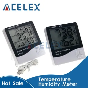 LCD Digital Medidor da Umidade da Temperatura Interior para o Exterior do Termômetro de Digitas Estação Meteorológica Relógio HTC-1 HTC-2