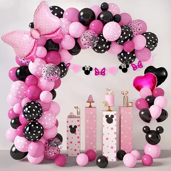 118Pcs do Rato de Minnie do Balão Garland Arco Kit de Arco de Balões Folha Mouse Banner para Festa de Aniversário, chá de Bebê Decorações de Suprimentos