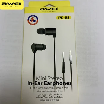 Awei PC-21 com Fios de Fone de ouvido de 3,5 mm Fones De Ouvido com Microfone 1,2 m de Fones de ouvido Fone de ouvido para Todos os Esportes de Fones de ouvido Cheapsale