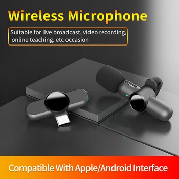 Sem Fio Lavalier Microfone Portátil De Áudio, Gravação De Vídeo De Redução De Ruído Do Microfone Para Iphone, Android Transmissão Ao Vivo De Jogos