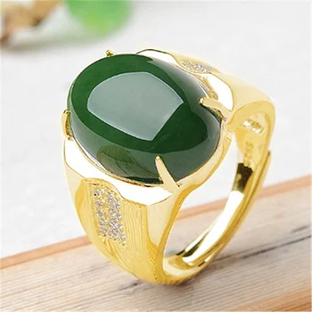 Bronze verde zircão anel de mulheres instrução em forma de ovo de pedra Jaspe, aliança de casamento anel de jóias de moda presente