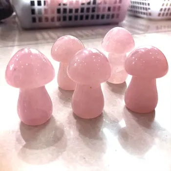 1pc em Pedra Natural Quartzo Rosa Cristal Cogumelo Esculturas de Cura Reiki Dom de Artesanato da Sala de Casa Decoração Enfeites de Energia Figurine