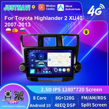 JUSTNAVI para Toyota Highlander 2 XU40 2007-2013 2din auto-Rádio Autoradio Multimédia Player Estéreo Android Auto Carplay DSP Navi