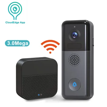 CloudEdge de Vídeo Wi-Fi Campainha da Câmara, 2K HD Alimentado por Bateria Recarregável sem Fio Campainha sem Fio com sinal Sonoro, IP66 waterproof