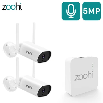 Zoohi 5MP Câmera sem Fio Kit 1920P de Vigilância de Vídeo Sistema wi-Fi Mini NVR Conjunto gravação de Som Home Exterior, Sistema de Câmera de Segurança