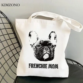 Bulldog francês shopping bag shopper bolso de lona, saco de compras shoping reciclaje pano ecobag sac tissu