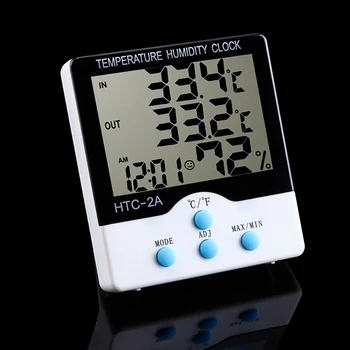 Agregado familiar Estação Meteorológica do Higrómetro do Termômetro de Digitas LCD do Medidor da Umidade da Temperatura de Alarme de Relógio Com Suporte Magnético HTC-2A