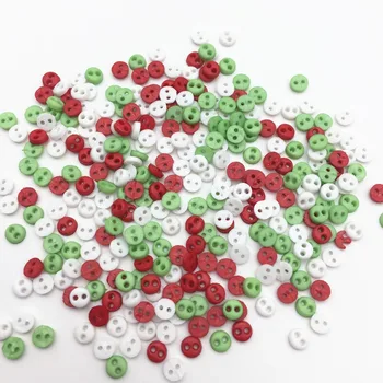 1000pcs Natal Misto de 4mm Pequeno Mini Botões de Plástico Redondo com 2 Furos Boneca Roupas Botão Enfeites DIY de Costura, Artesanato