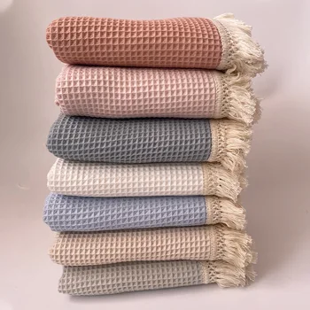 Swaddle Cobertor de Bebê Lançar Cobertor Musseline 100% Algodão, Gaze Cobertor com Borla Cobertores para Bebê Recém-nascido Swaddle Cobertor