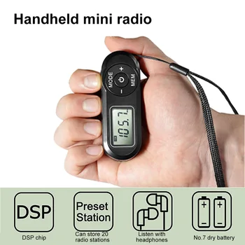 Bolso FM Rádio FM:64-108MHz Portátil Esportes Receptor de Rádio com Display LCD Cordão de Pescoço de 3,5 mm do Fone de ouvido