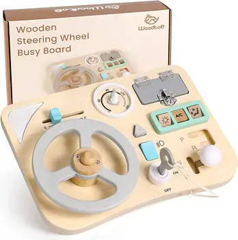 Ocupado Conselho para Crianças Montessori Volante de Condução de Brinquedo de Madeira Brinquedos Sensoriais Pré-escolar as Actividades de Aprendizagem para o Motor Fino