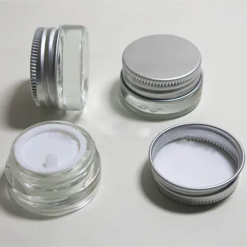 5g de vidro transparente creme, frasco com tampa de alumínio de prata, 5 gramas de cosméticos jar,embalagem para a amostra/creme para os olhos,5g mini garrafa de vidro