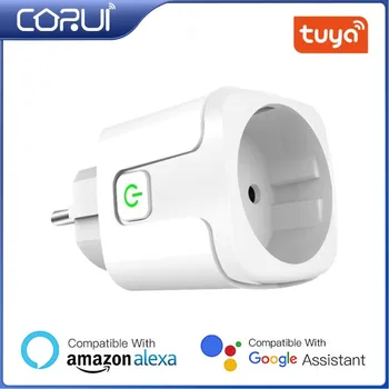 Corui 20A Tuya Smart Plug wi-FI UE de Alimentação do Monitor de Vida Inteligente de Controle Remoto Inteligente Tomada de Hub Controle de Voz Com Alexa Inicial do Google