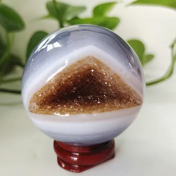 Natural Pedras Ágata Bola De Cristal De Druzy Geode Esfera Da Sala De Casa Decoração Feng Shui Ornamentos Bruxaria Reiki Chakra Da Cura