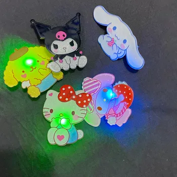 Sanrio Crianças Brilhante Gancho de desenhos animados Anime Hello Kitty Kuromi Acrílico Grampo de Cabelo Luminoso Cabelo Corda para as Meninas de Presente de Aniversário