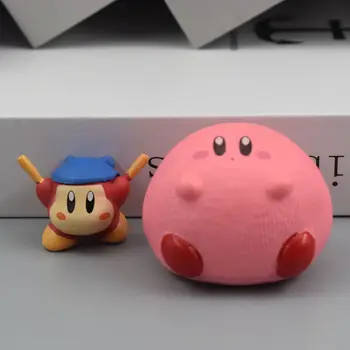 3-4cm de Anime Estrelas Kirby Figura Brinquedos Cartoon cor-de-Rosa Bonito da Rodada Kirby Boneca Modelo de Carro da Decoração do Bolo de Trabalho Ornamento Acessórios