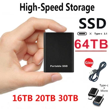 Portátil de Alta-velocidade 500GB, 1TB, 2TB SSD de 4 tb 6 TB 8 tb de disco Rígido Externo de Armazenamento de Massa USB 3.0 16TB Móvel Original SSD para o Portátil