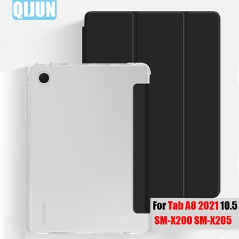 Tablet Case Para Samsung Galaxy Tab A8 2021 10.5 Inteligente Despertar Tampa funda flip em Couro Tri fold Manga caso do suporte SM-X200 SM-X205