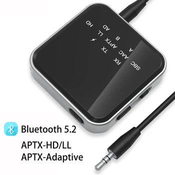 2 em 1 Bluetooth 5.2 Adaptador Dongle APTX HD LL Receptor de Áudio do Transmissor de 3.5 mm Jack RCA de Música sem Fio do Adaptador para TV, PC, Carro
