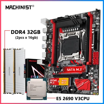 MAQUINISTA RS9 LGA 2011-3 placa-Mãe Kit Xeon E5 2690 V3 CPU Processador + 2PCS*16GB DDR4 32GB de Memória RAM Combinação NVME M. 2