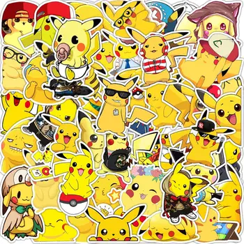 10/30/50Pcs Bonito dos desenhos animados Pokemon Pikachu Adesivos para Laptop Decalques Telefone Portátil da Mala de viagem de Bicicleta de Vinil Crianças Adesivo de Brinquedo