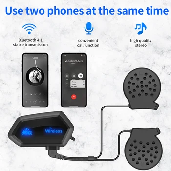 M01 de Capacetes para motociclistas Intercomunicador Bluetooth 4.2 Moto Capacete sem Fio Auricular Mãos-livres de Telefone de Chamada Estéreo, Leitor de Música de Fone de ouvido