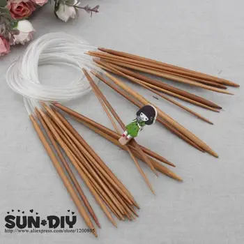 Frete grátis Bambu Circular agulhas de tricô 80cm 18 pcs 2.0-10,0 mm para DIY artesanato tricô Bordado