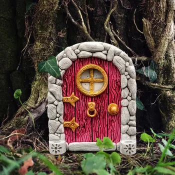 Gnome Elf Estatuetas Em Miniatura Porta Exterior De Fadas Portas Jardim Estátua Acessórios Arte Da Escultura Árvore Porta De Casa Em Casa Ornamentos