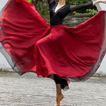 2022 Saia De Dança Femal Preto Vermelho Vestido De Dança Latina Paso Doble Saia Manto De Dança Vestido De Mulher Desempenho Saia De Dança