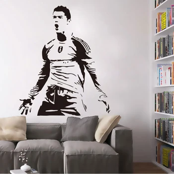 Futebol Cristiano Ronaldo Vinil Adesivo De Parede Atleta De Futebol Ronaldo Adesivos De Parede Arte Mural Para O Kis Quarto Decoração Do Quarto Z0683