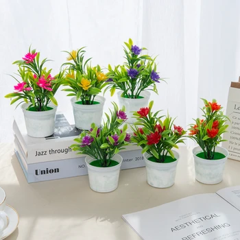 Flores artificiais Bonsai Vaso para Decoração de Casa de Mini Vasos de Natal Decoração do Casamento de Diy Ornamentais Vaso do Banheiro Janela
