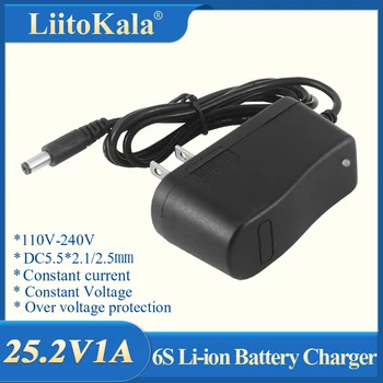 LiitoKala 25.2 V 1A Série 6 18650 Bateria de Lítio Carregador 24V 1000mAh li-íon do Polímero da bateria do carregador DC 5.5*2,1 mm