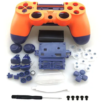Conjunto completo de Habitação shell de Reparação de botões de Caso Para o DualShock 4 PlayStation 4 PS4 Pro jds 040 JDM-040 Controlador de Tampa Laranja Azul