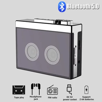 Mini Retro FM Rádio Portátil Bluetooth 5.0 Leitor de Cassetes de Bolso Clássico Leitor de cassetes de Música ao ar livre Walkman com Fone de ouvido Jack
