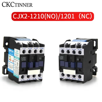 CJX2-1201/1210 50/60HZ, 12A contator AC instalado em Trilho Din 3P+1NO Normal Abrir Contator de 24V-380V