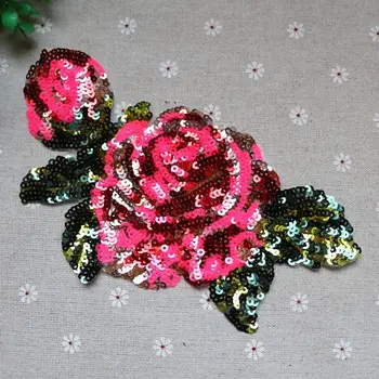 flor 10.5*19,5 cm lantejoulas patches apliques de adesivos para vestuário de tecido patch de costura parches bordados bordado patches