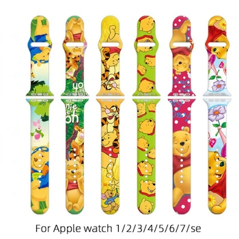 Disney Winnie the Pooh, Alça Para Apple Faixa de Relógio de 38mm de 40mm 41mm 42mm 44mm 45mm Pulseira Iwatch da Apple Relógio 1 2 3 4 5 6 7 SE