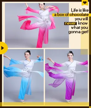 Nova dança clássica fantasias femininas de estilo Chinês, dança moderna traje elegante guarda-chuva de dança de água luva de dança feminino adulto