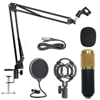 Podcast Microfone de Condensador Kit Profissional Cardióide Studio Microfone Kit Com Braço de Suporte de Microfone USB Kit de Transmissão Podcast PC
