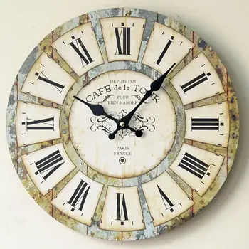 Nordic De Madeira Relógio De Parede Retro Suspensão Relógios Decoração Tranquila Vintage, Relógios De Parede Antigos Relógios De Decoração De Casa De Relógio De Parede Quartz