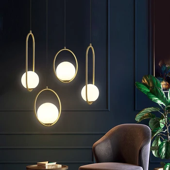 Nordic Lustre Minimalista Arte LED Lustres Travar Bola de Vidro Sala de estar, Quarto, Restaurante, Bar, Iluminação Home