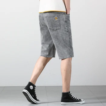 os homens verão o short jeans Moda masculina Casual Stretch Denim Shorts soltos reta de ajuste de verão Plus size 28-46