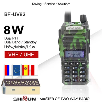 Baofeng Rádio UV-82 8W Original Dual Band Dmr de Radio 10 KM Walkie-Talkie Preto Camo Amador UV-5R UV-9R para a Caça