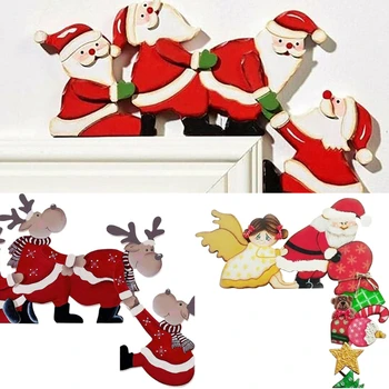 2022 Natal De Moldura De Porta De Decoração Papai Noel Anjo Elk Madeira De Natal Da Porta De Canto Ornamento Feliz Natal Porta De Decoração De Casa